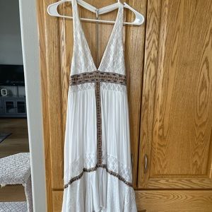 Free People Lace sequins midi halter dress